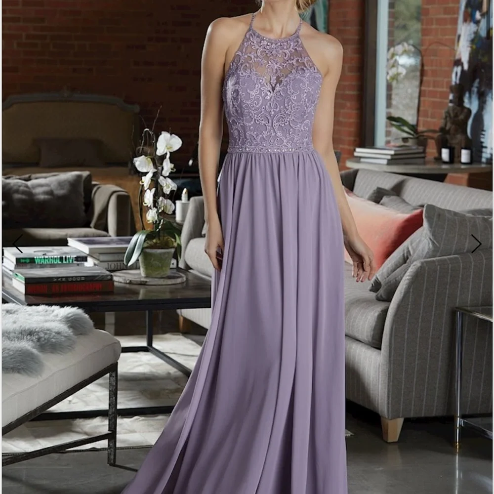 Mori Lee 21589 Navy floral embroidered Dress - Picture 2 of 6